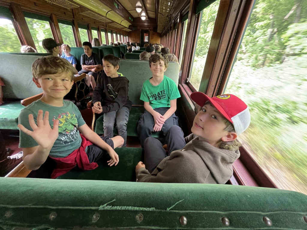 students on a train