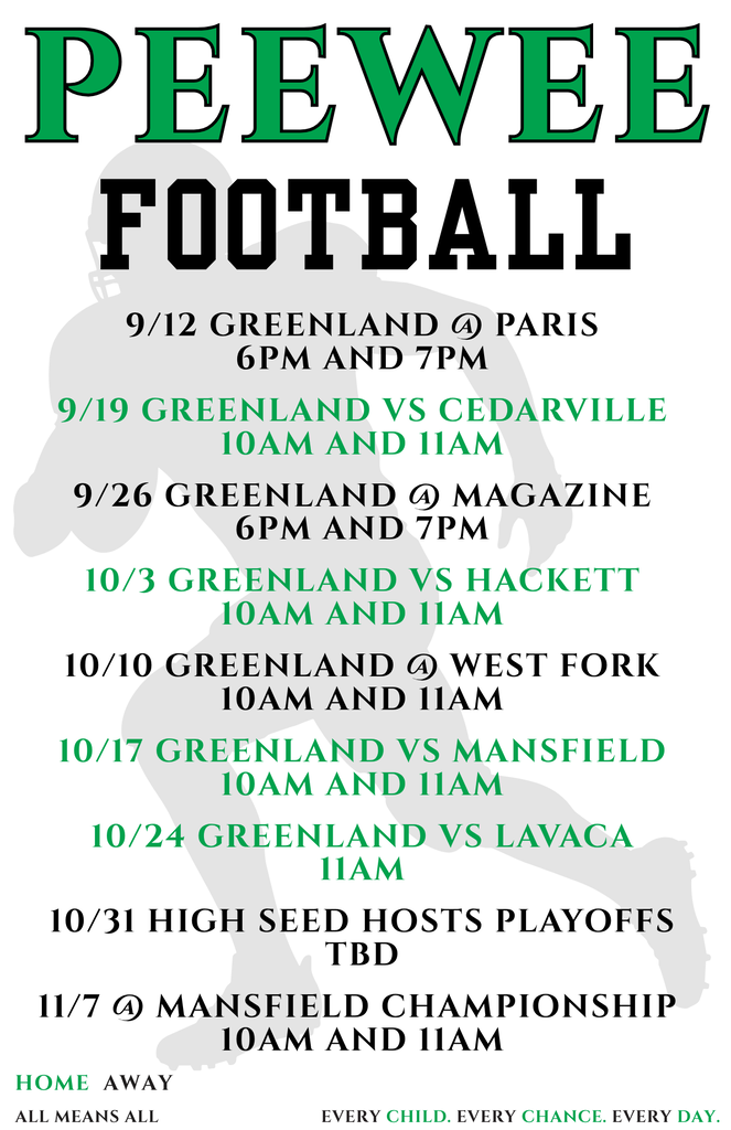 Peewee football schedule
