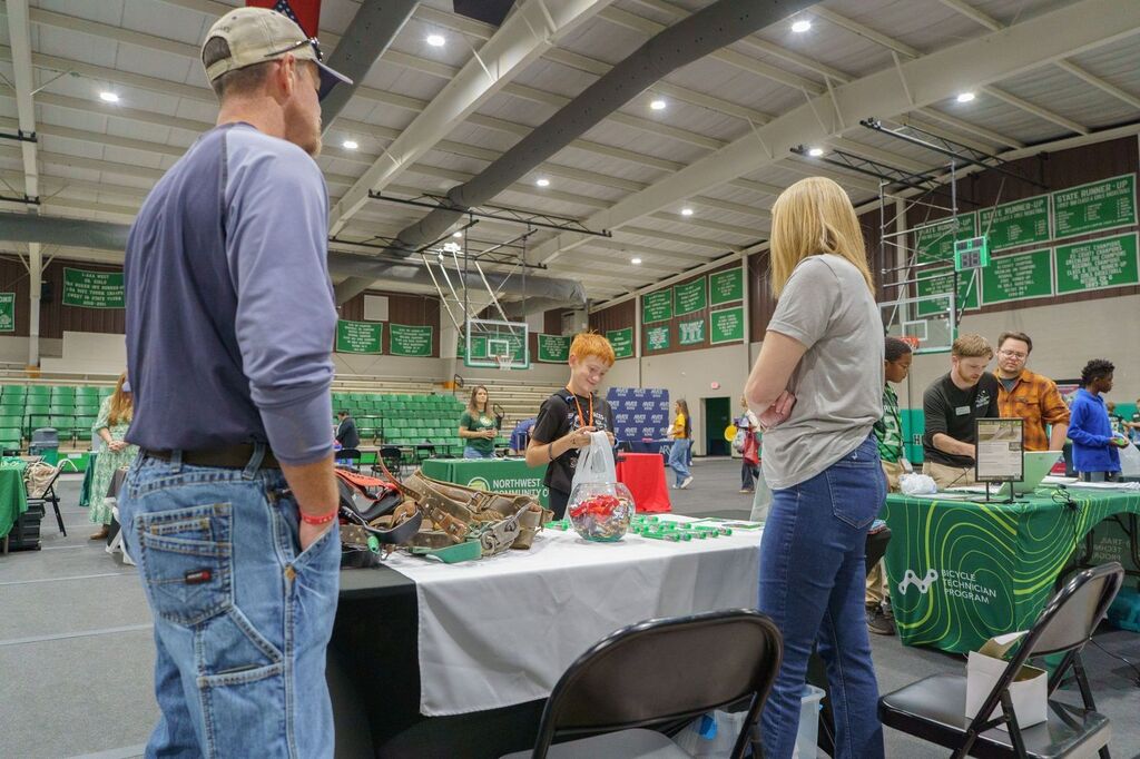 people talking around a table