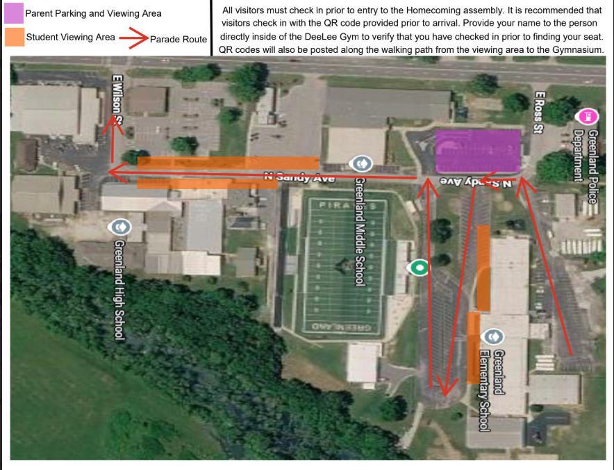 parade route - map with arrows