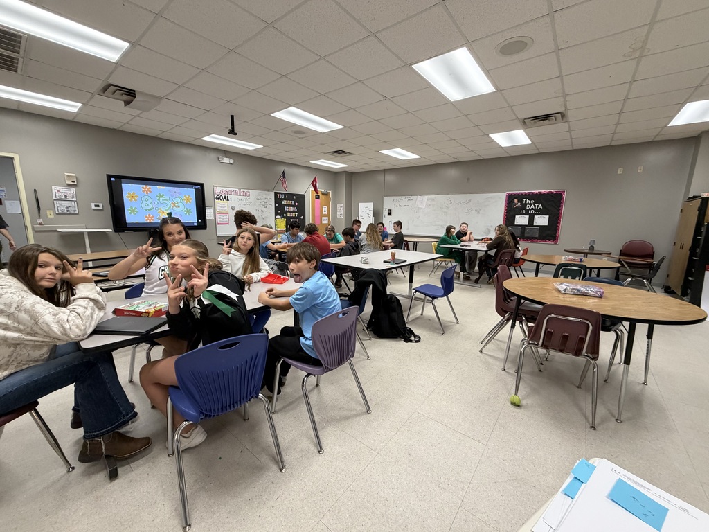 students at a table