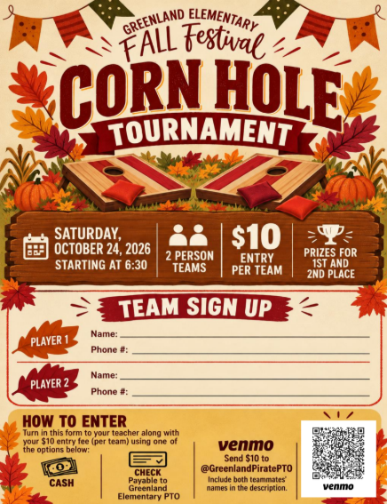 fall festival information - corn how tournament $10, saturday oct 24