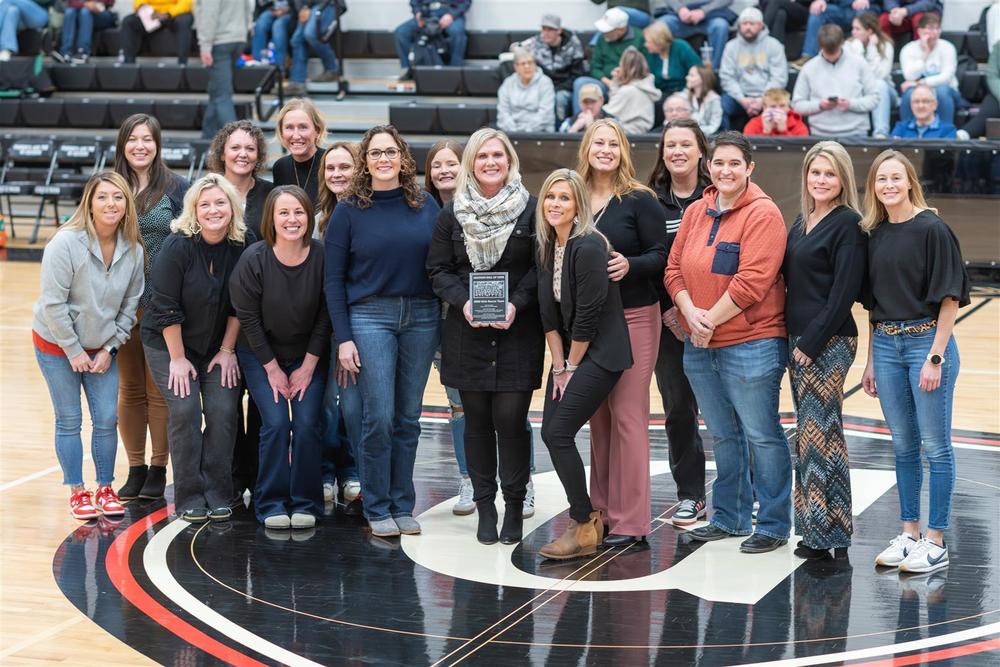 Group of Womens Soccer Team in Gym