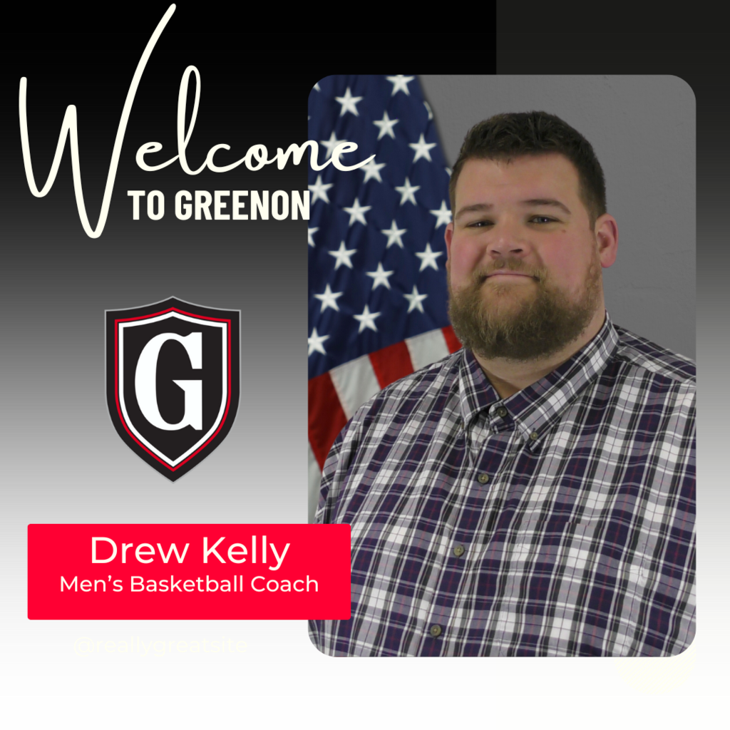 WElcome to Greenon with photo of man with flag