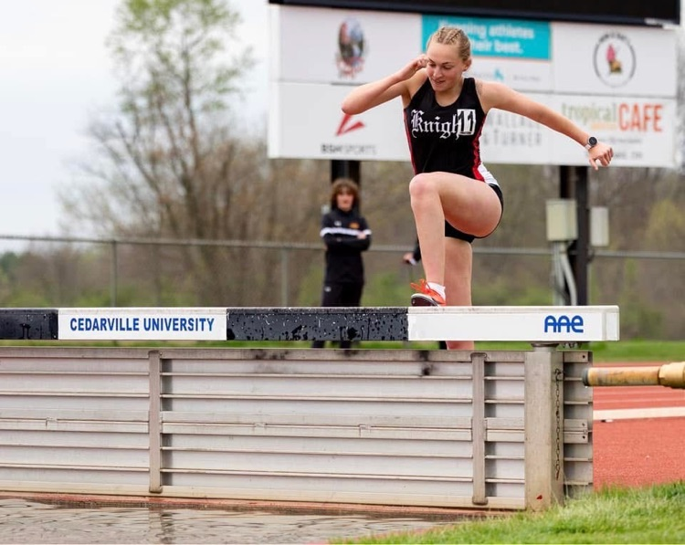 blonde rubber jumping over a barrier in a race