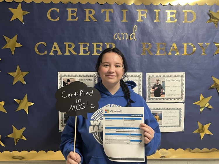 Allie is MOS Excel Certified!!!