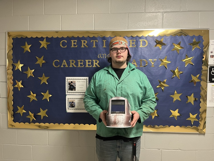 Trey earned his Welding helmet from Americans Helping Americans!