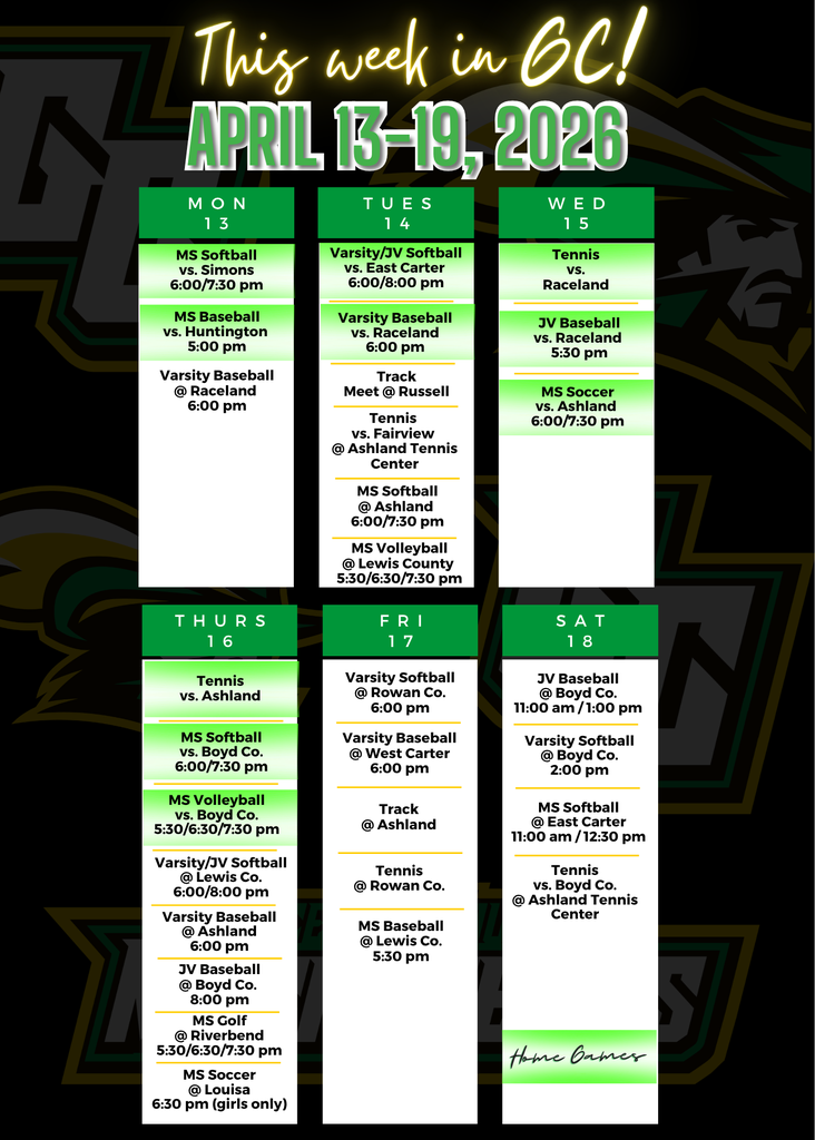 Weekly Schedule for GC