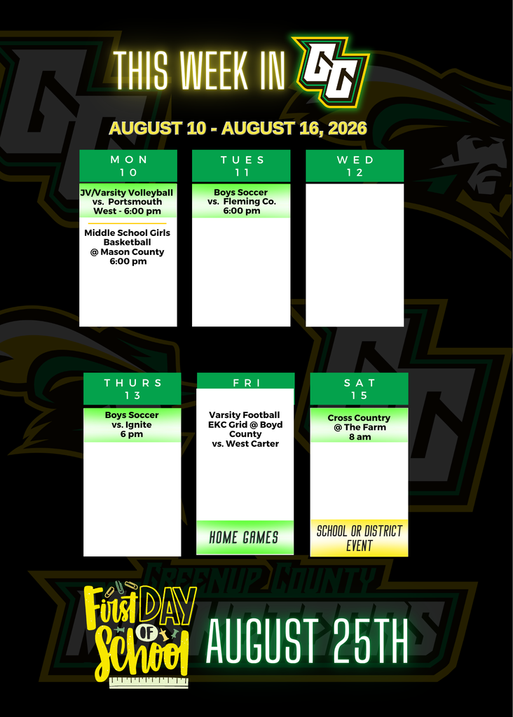 This week in GC!  August 10-16th