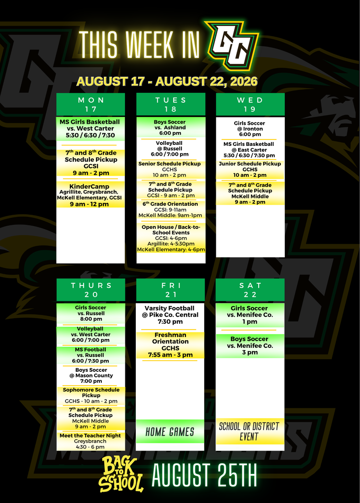 This week in GC!  August 17-22