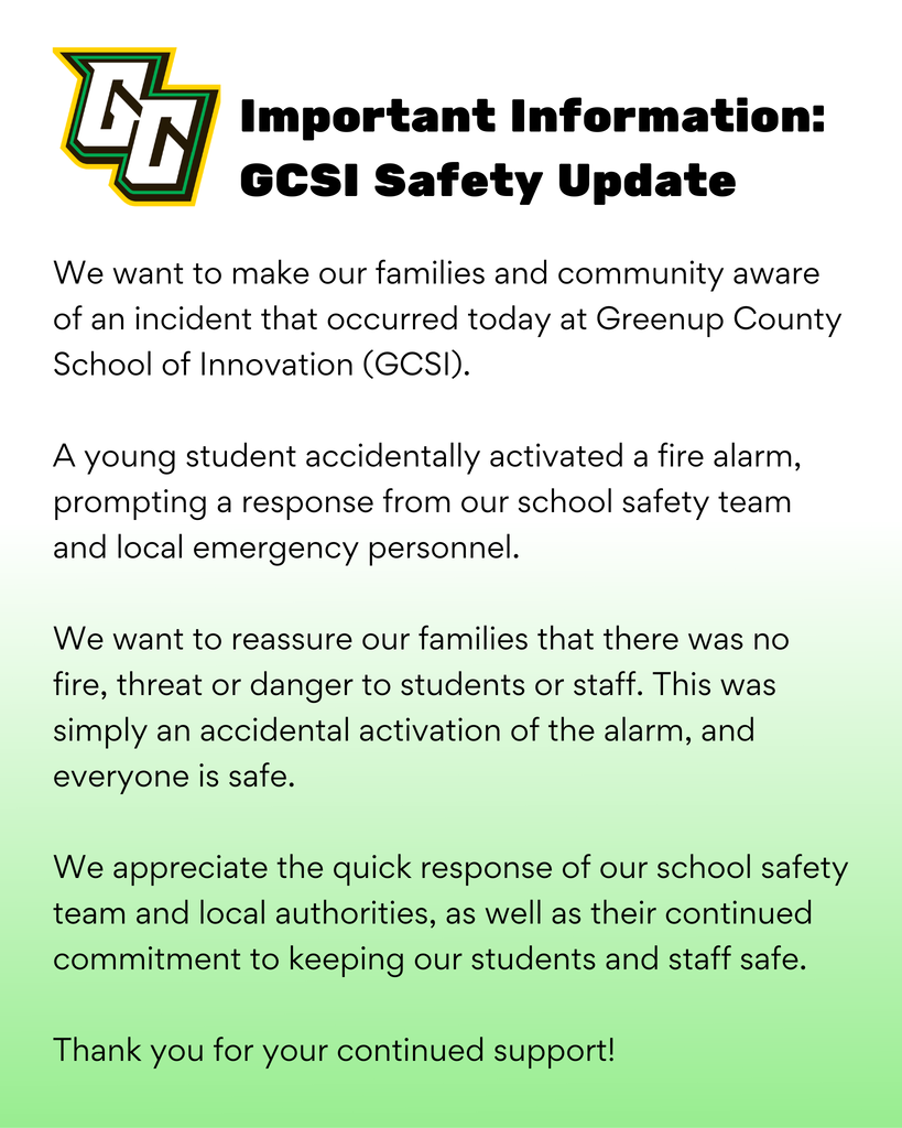 Important Information: GCSI Safety Update