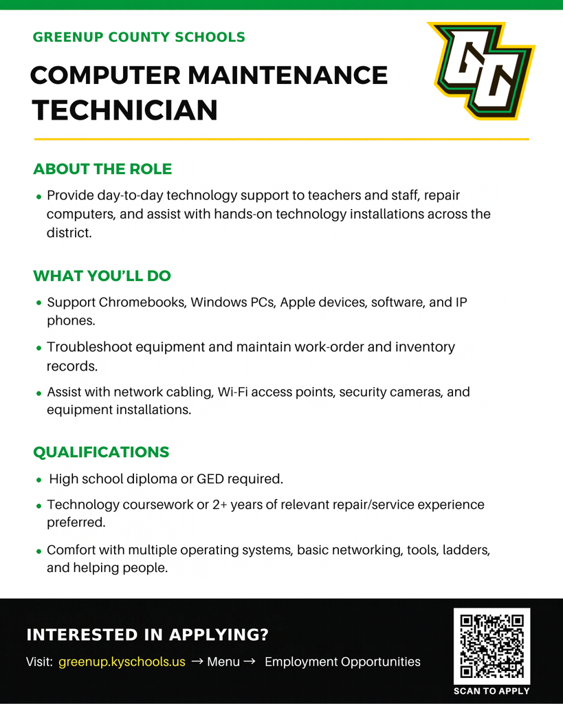 GC Job Posting - Computer Maintenance Tech