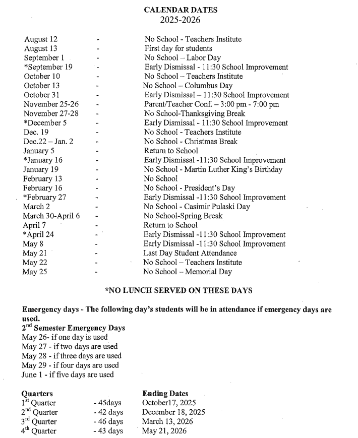 Calendar Dates