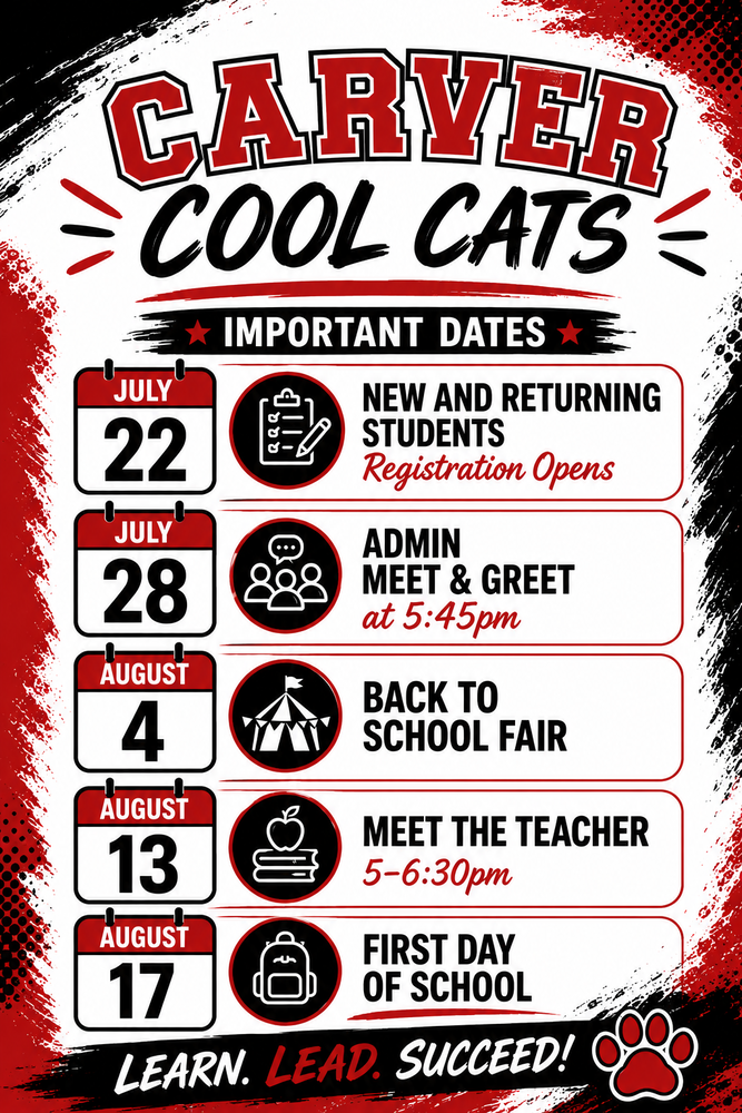 Carver's Up Coming Events