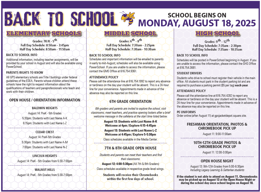 Back to School Info