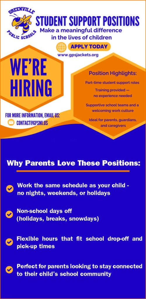 Now hiring student support positions