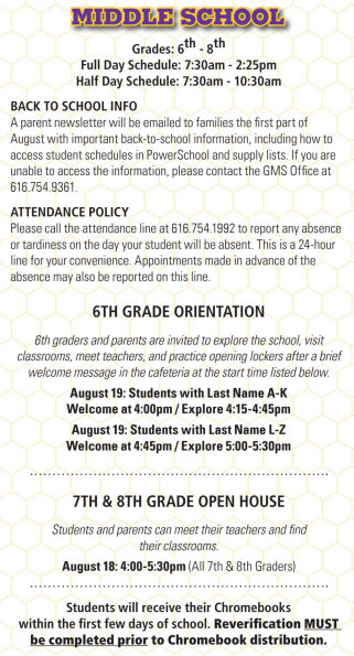 GMS Back to School Information