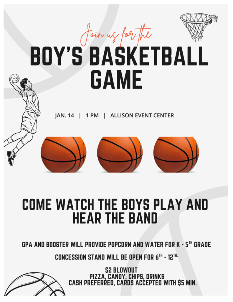 Boy's Basketball Game. Tomorrow Night! Come Watch!