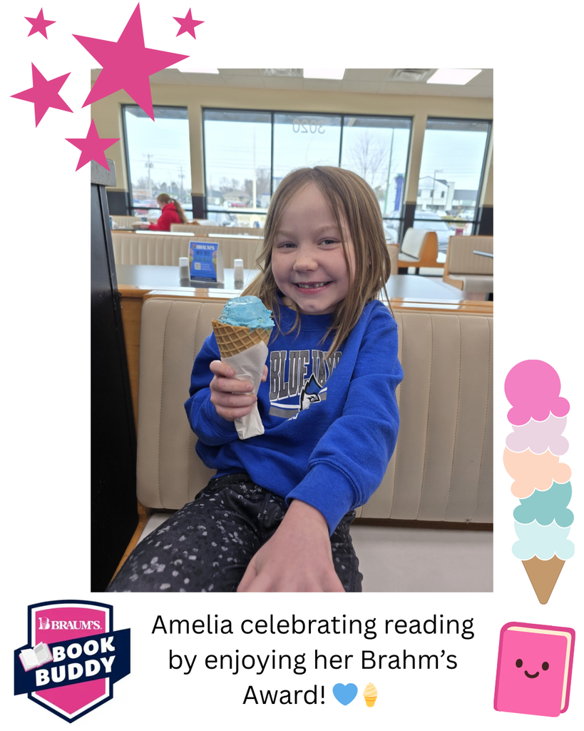 Amelia enjoying her award from Brahm's!