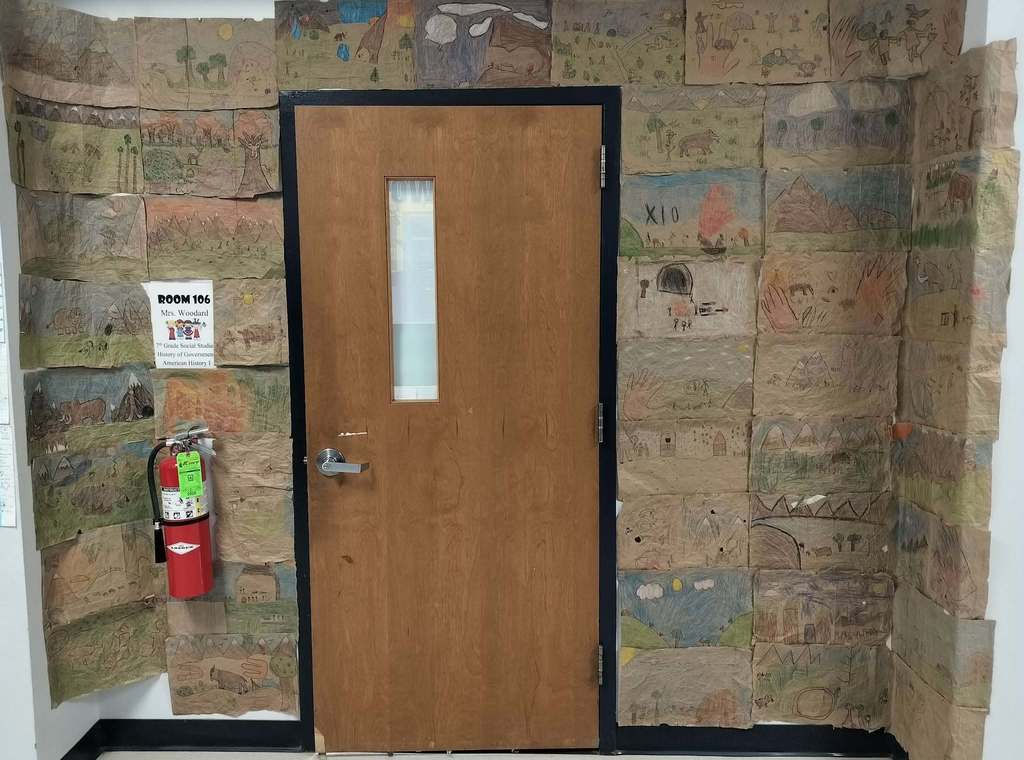 Cave art displayed in the hallway