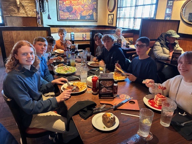 8th grade students enjoying some lunch after participating in the AMC 8 Mathematics Competition at Bucknell University.