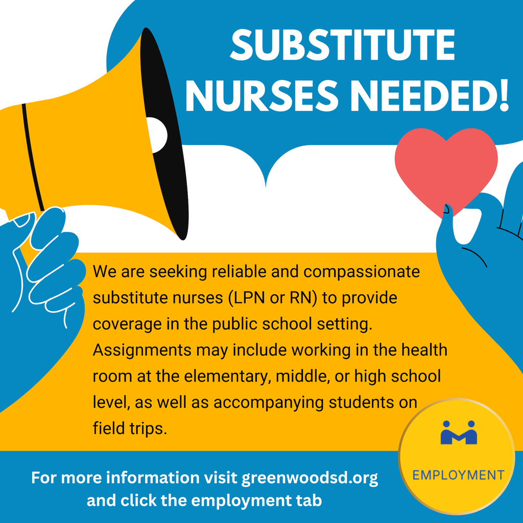 A flyer advertising that we need substitute nurses. 