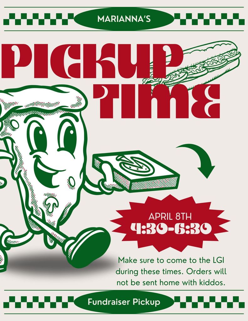 PTO Marianna's Fundraiser order pick up grapic