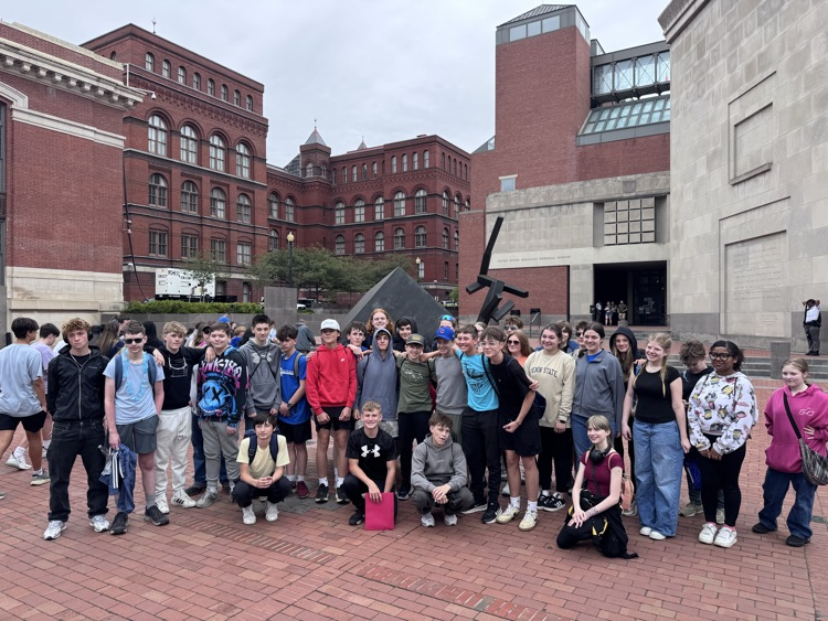 The students outside of the Holocaust Museum