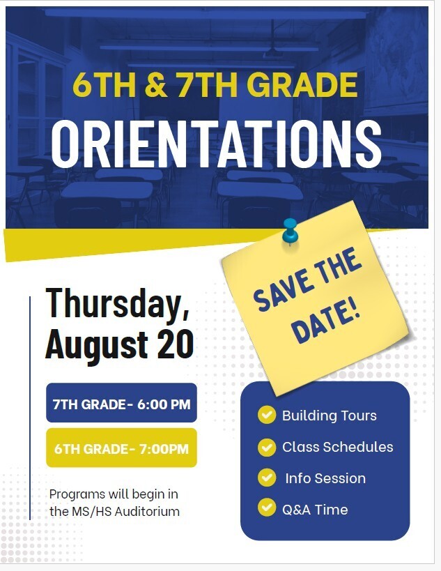 2026 6th and 7th Grade Orientation Flyer