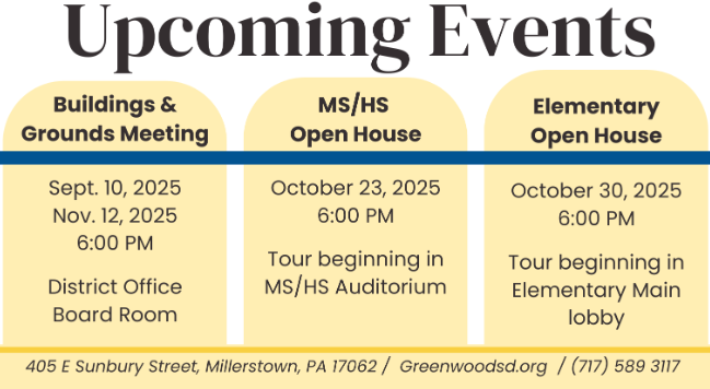 Upcoming events flyer