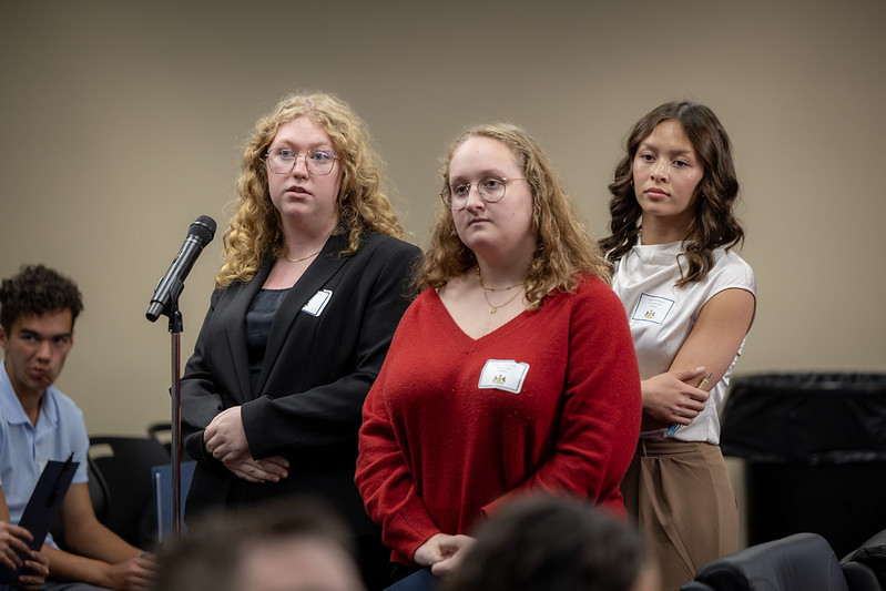 Quinlin McAllister works within her committee at Senator Rothman's Senator for a Day Program.