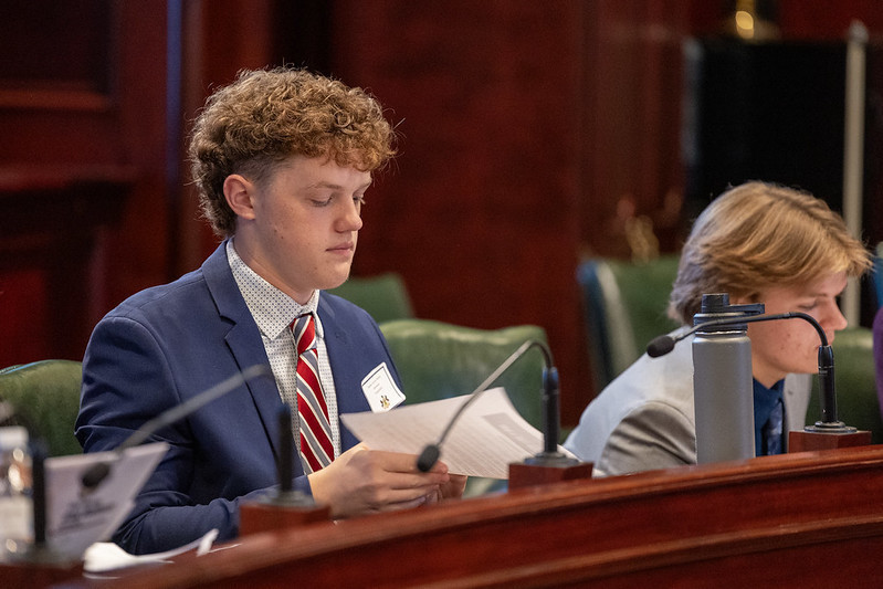 Gunnar Hartley works in the Transportation Committee at Senator Rothman's Senator for a Day Program.