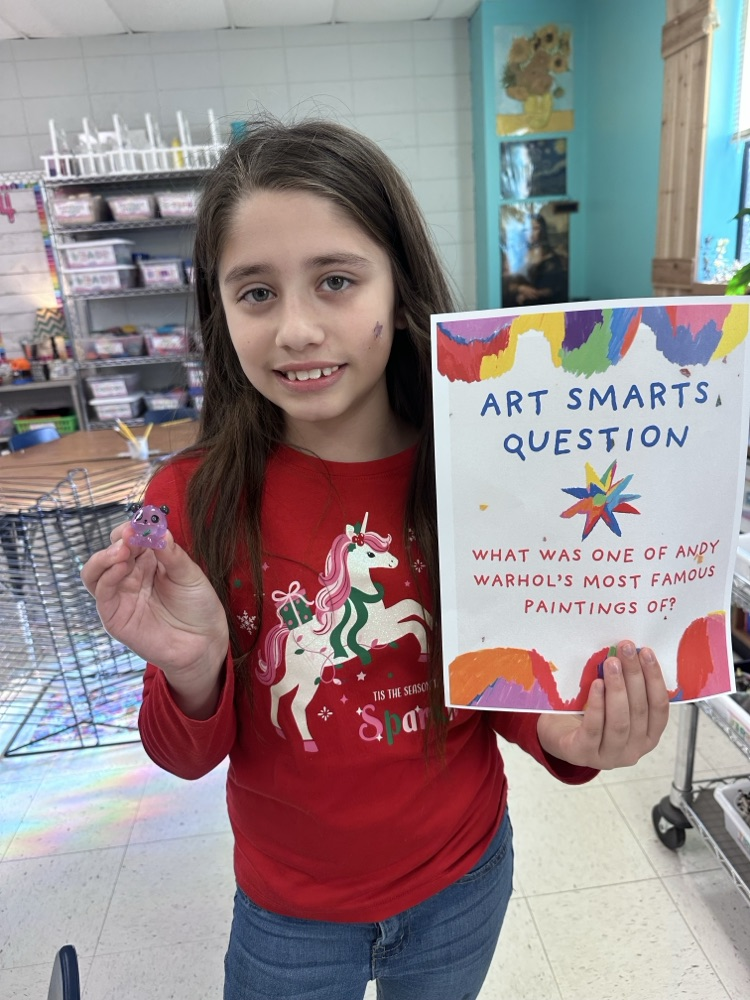 Students answering facts about Andy Warhol 