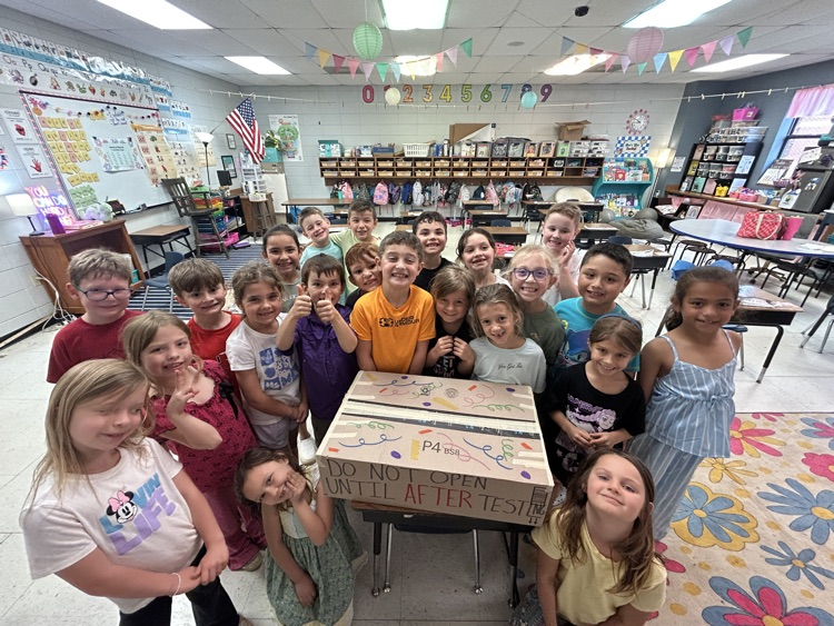 Mrs. Johnson's class has been working so hard preparing for the ATLAS test! After their hard work, they finally got to open the surprise box in their classroom, and found toppings and spoons for an ice cream party! 🎉 🍦