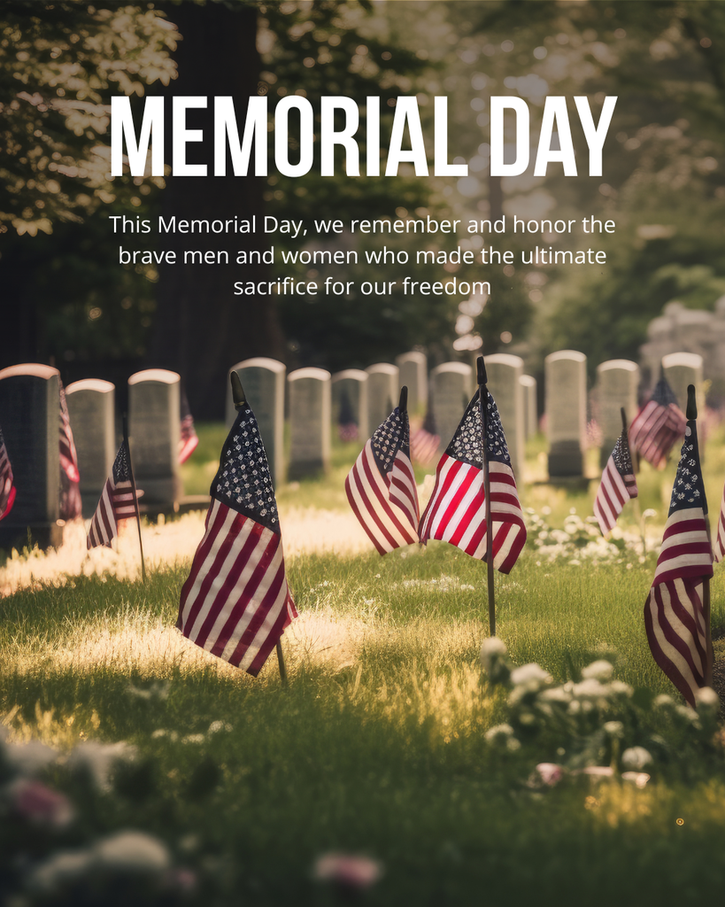 U.S. flags and headstones