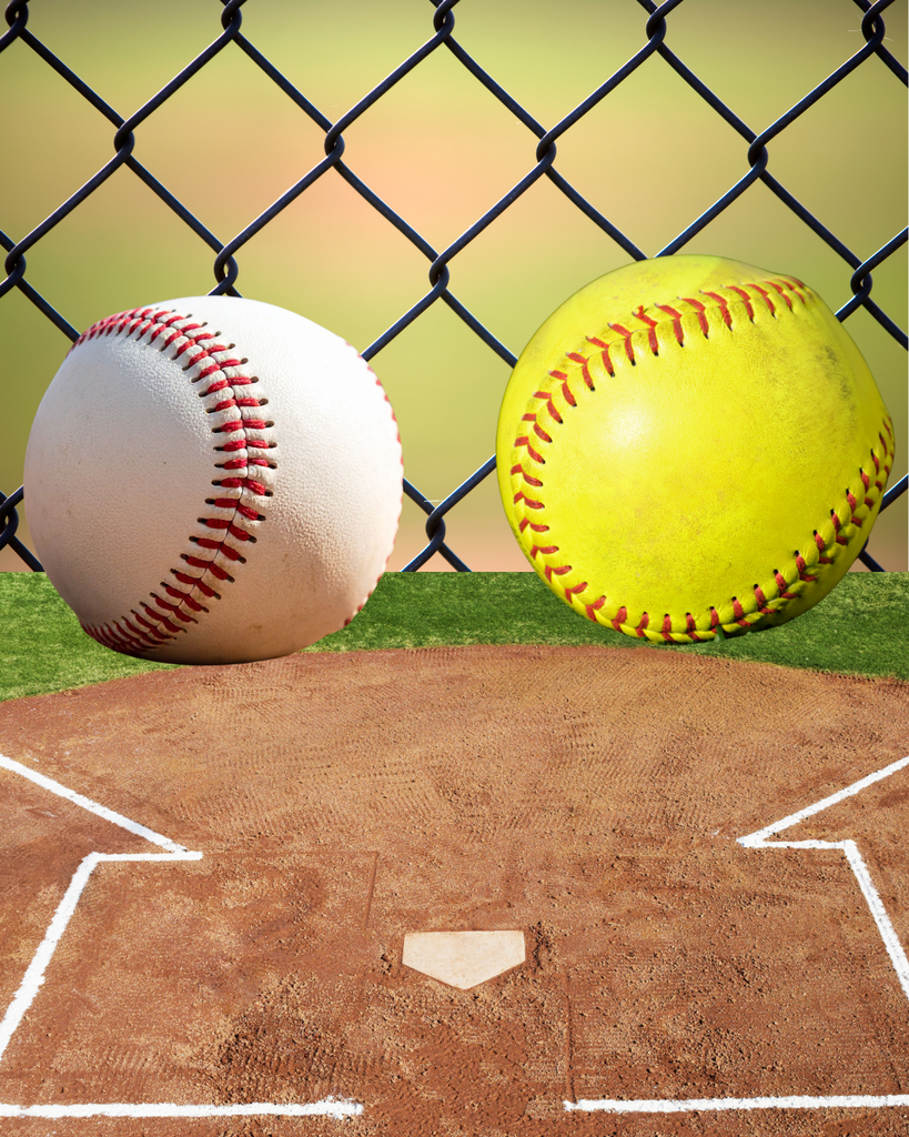 baseball and a softball on the field