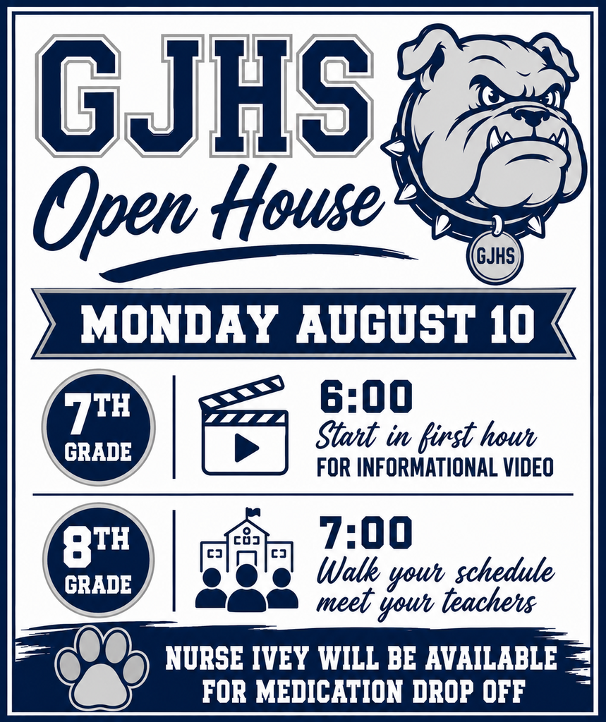 GJHS Open House August 10th  6:00pm to 8:00pm