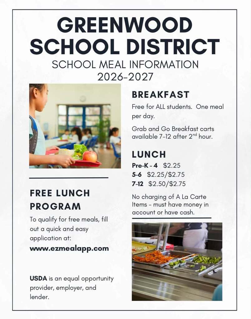 Greenwood School District School Meal Information