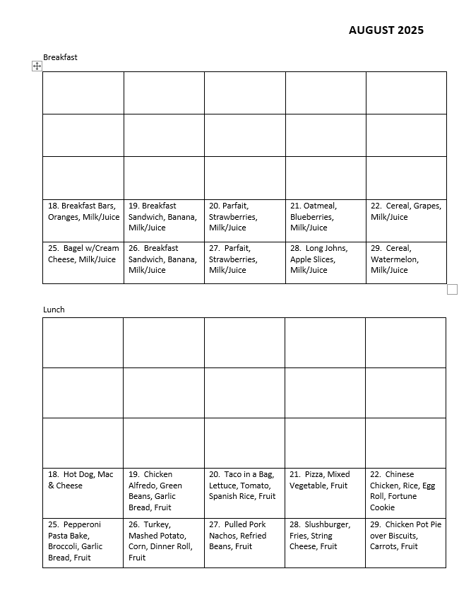 menu aug