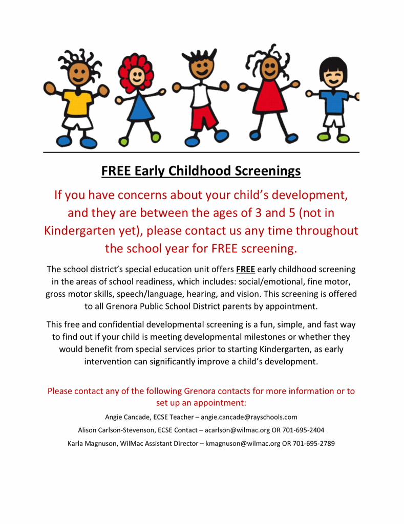 Free early childhood screenings