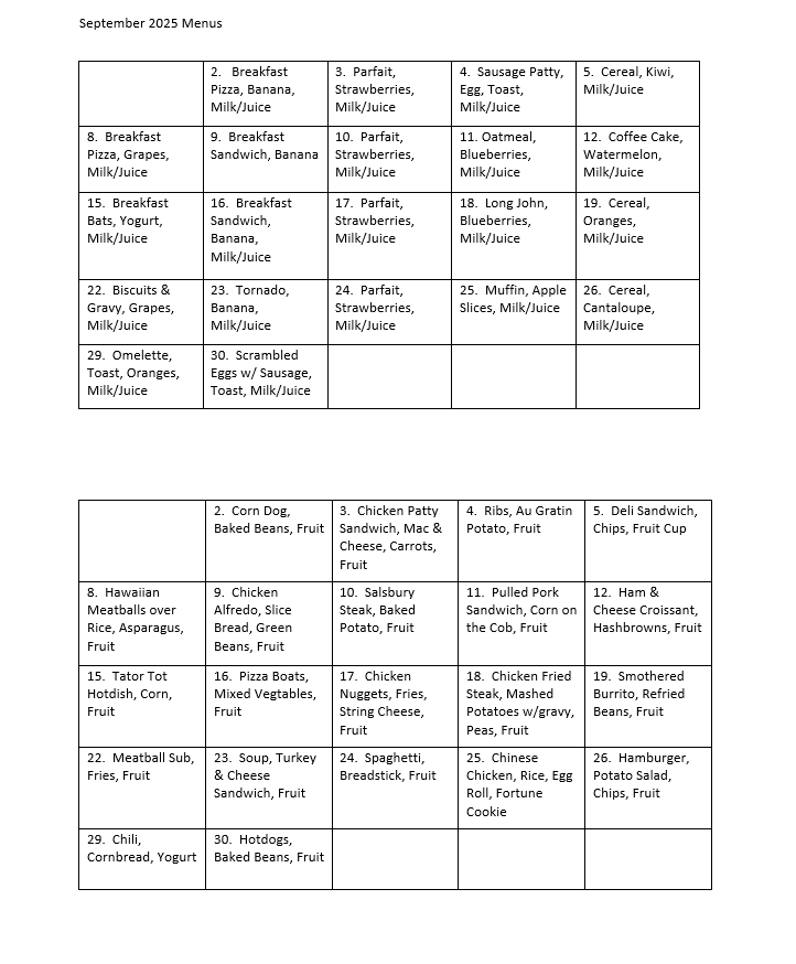 sept menu