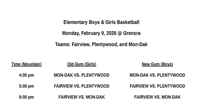 Monday, February 9, 2026 @ Grenora