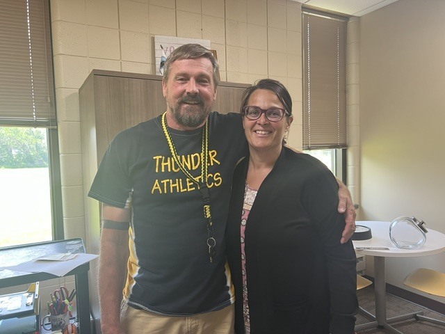 Looking forward to a great year in band! Mr. Miller has been hard at work planning an exciting year of music and performance opportunities for our students. He's pictured here with our new principal, April Madsen, as they prepare for a fantastic school year. We can't wait to hear what our band students accomplish this year! 🎵 #DiggingDeeperReachingHigher #GrenoraPublicSchool #GoGophers