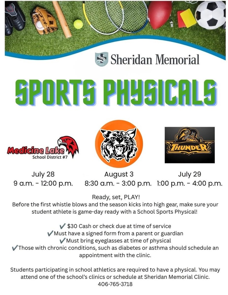 Sports Physicals July 29th 1:00 PM - 4:00 PM