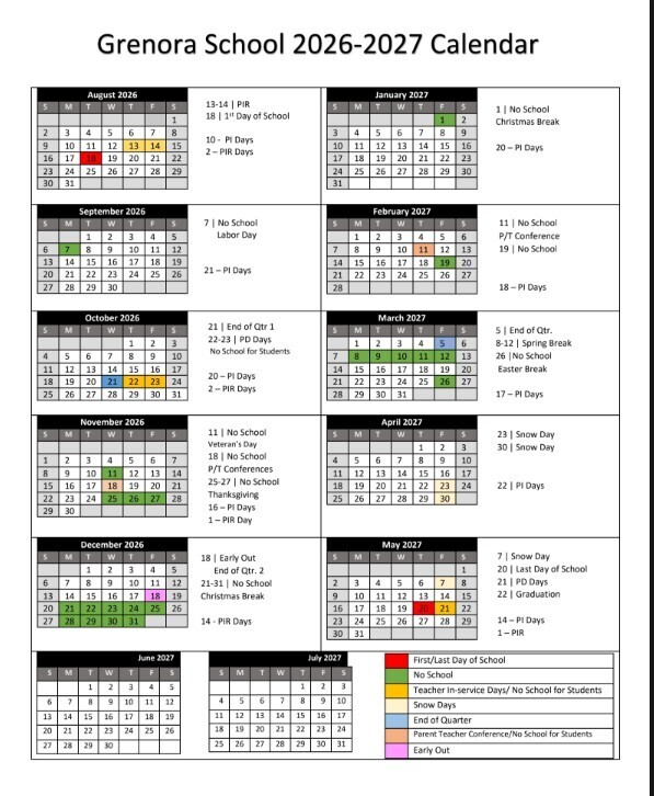 2026-2027 School Calendar