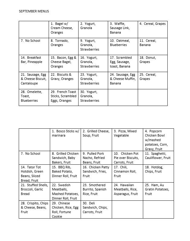 SEPT MENU