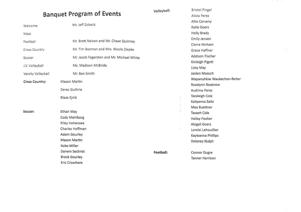 Fall Sports Banquet Recap