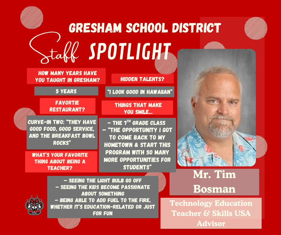 Staff Spotlight - Mr. Bosman