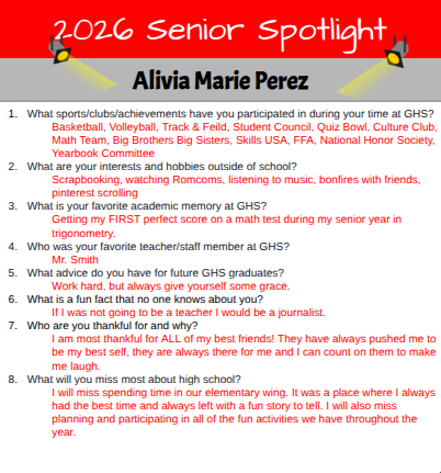 Senior Spotlight - Alivia Perez