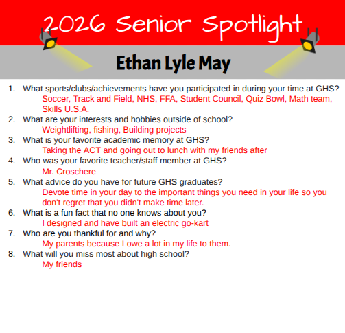 Senior Spotlight - Ethan May
